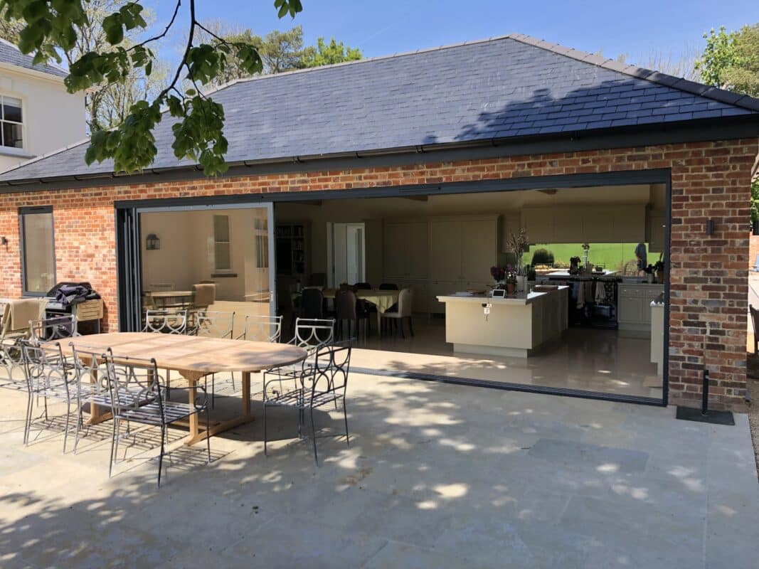 extension with 8metre wide aluminium sliding door