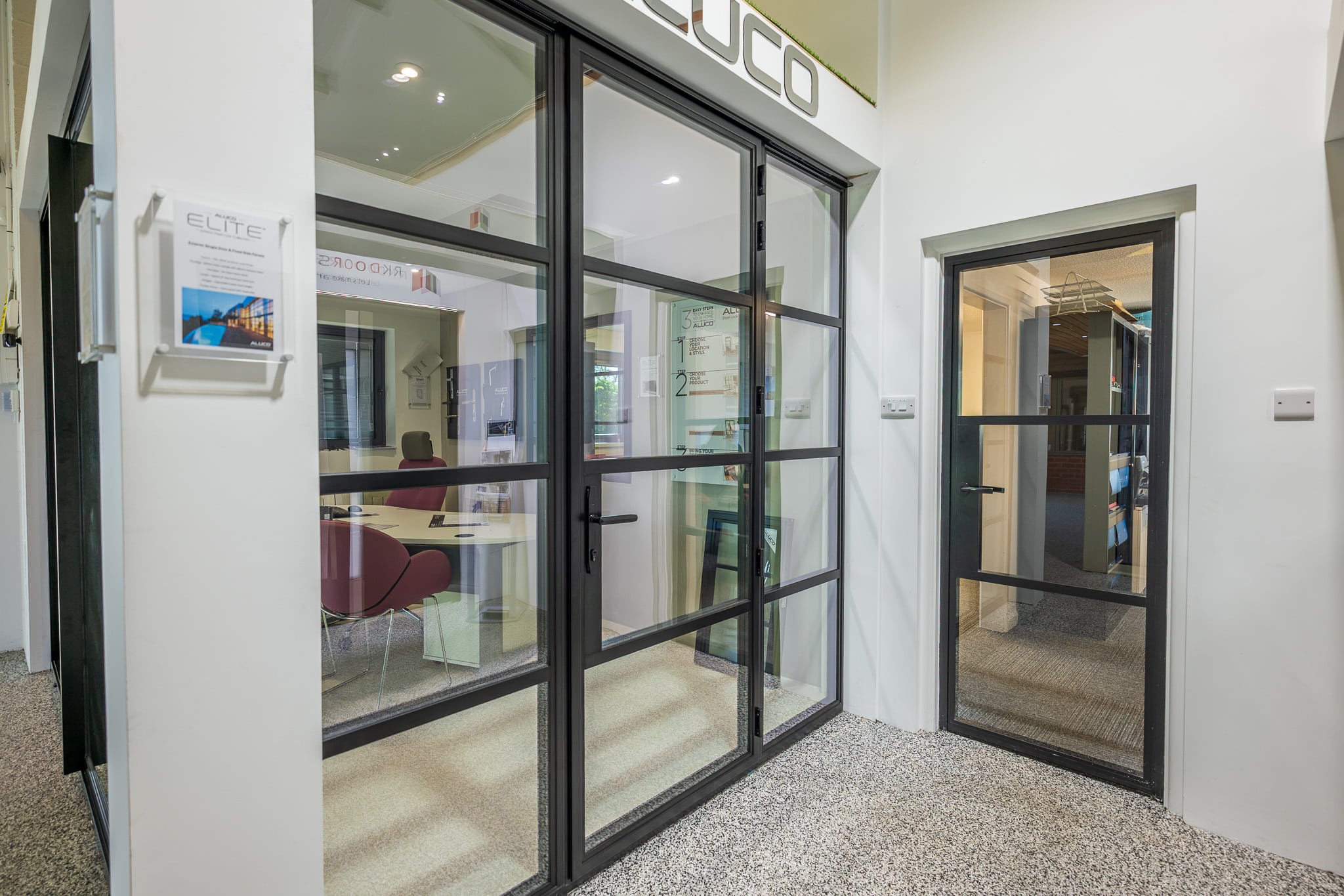 Aluco Elite doors single and patio doors in the Aluco display in CBP showroom