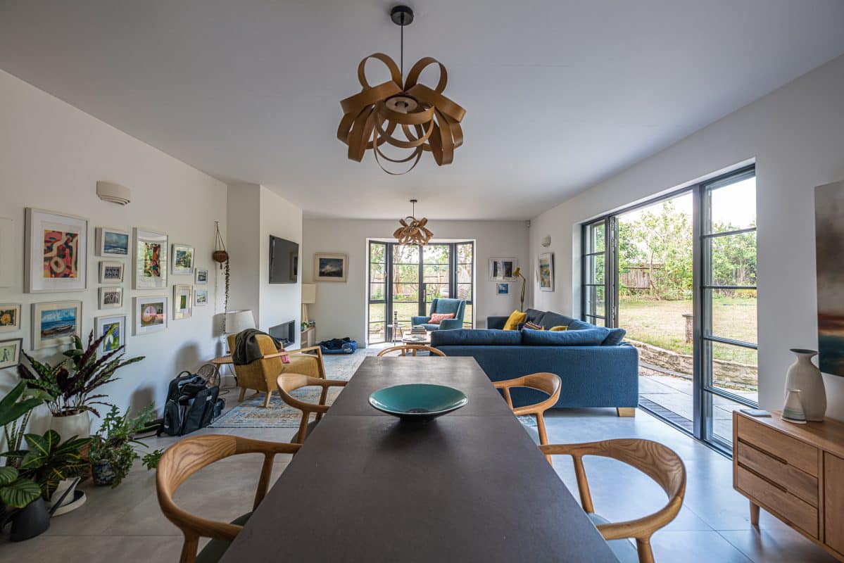 Open pati doors in dining area