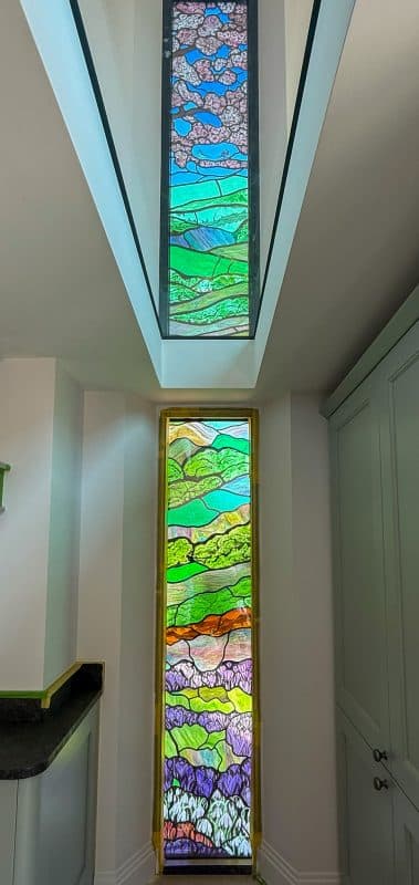 Classic Bath home with aluminium stained glass windows 2 Decalu bespoke stained glass windows in a bath home.