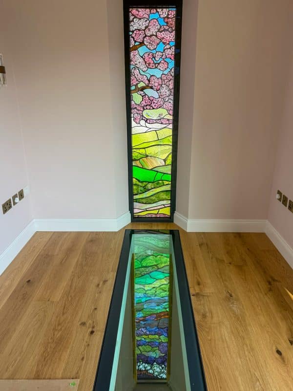 Classic Bath home with aluminium stained glass windows 4 picture of Decalu aluminiujm stained glass windows in a bath residence with wood floors
