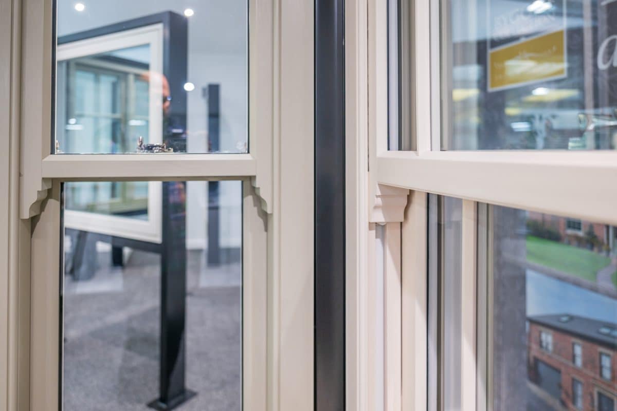 How to choose the best Masterframe Sash Window for your home 2 close up of meeting rail on a PVCu timber-look sliding sash window